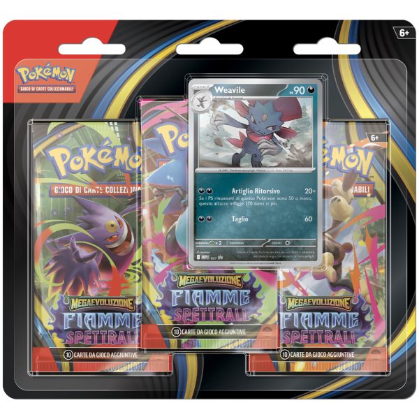 Pokemon 3 pack blister Weavile Fiamme Spettrali ITA