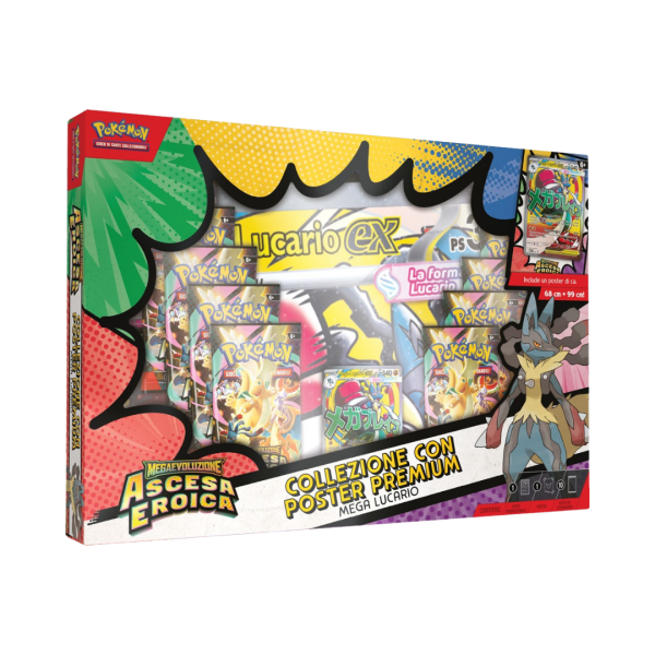 Pokemon Ascesa Eroica Collezione con Poster Premium Mega Lucario ITA