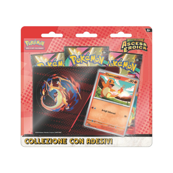 Pokemon Ascesa Eroica Collezione con Adesivi Charmander ITA